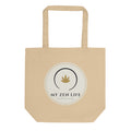 My Zen Life organic cotton eco tote bag in oyster with the brand mark