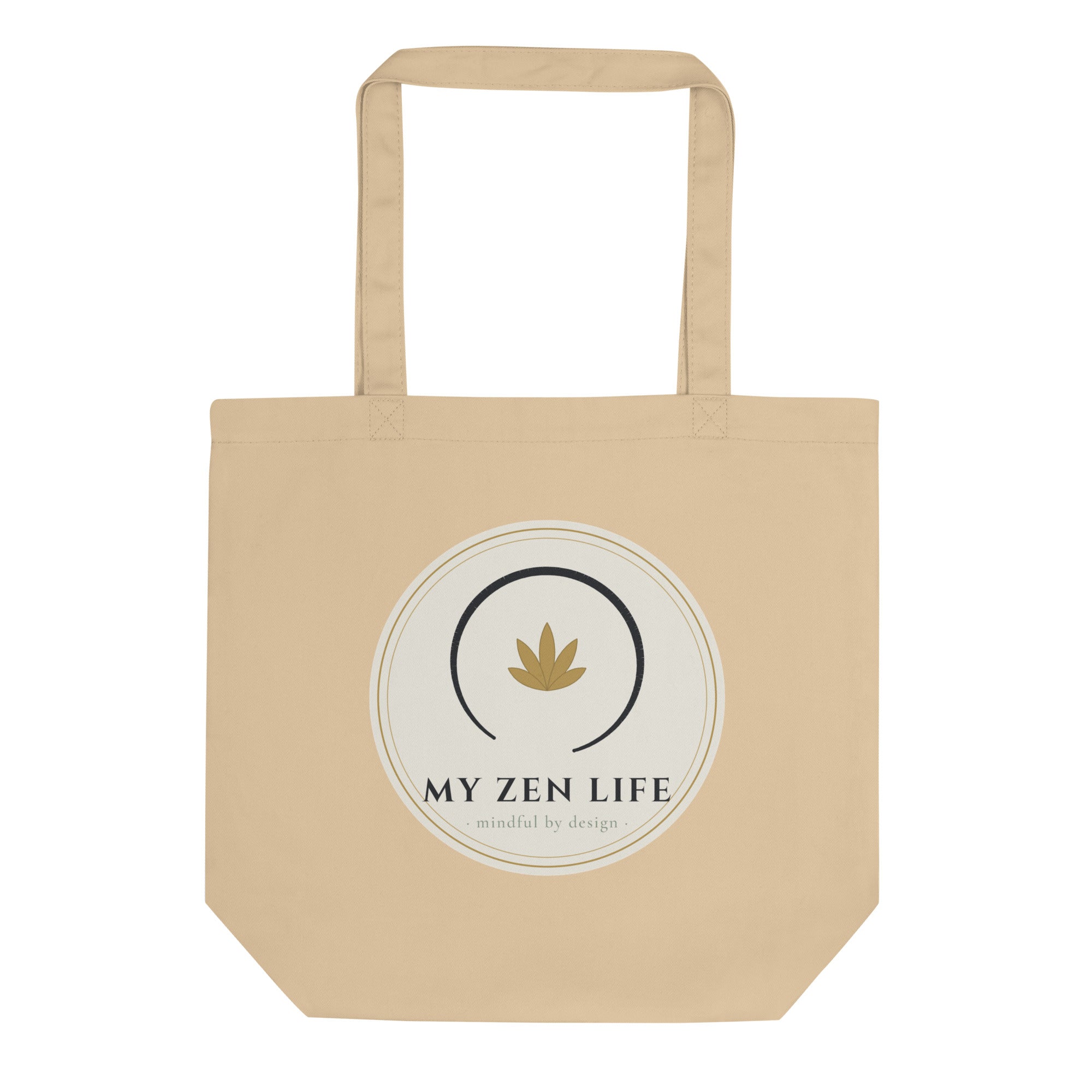 My Zen Life organic cotton eco tote bag in oyster with the brand mark