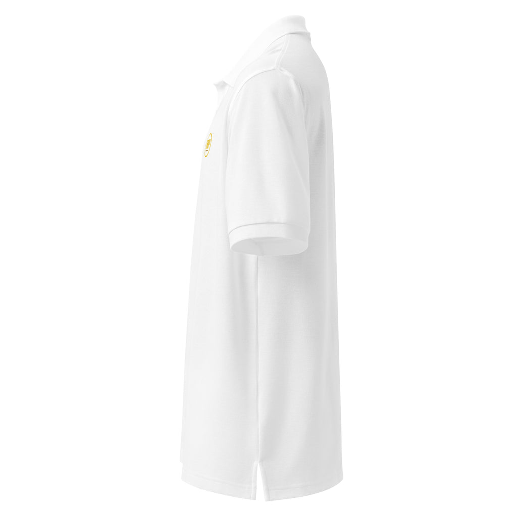 The Human Premium embroidered polo shirt, collar and embroidery detail