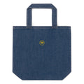 The Human Premium embroidered organic denim tote bag in denim blue