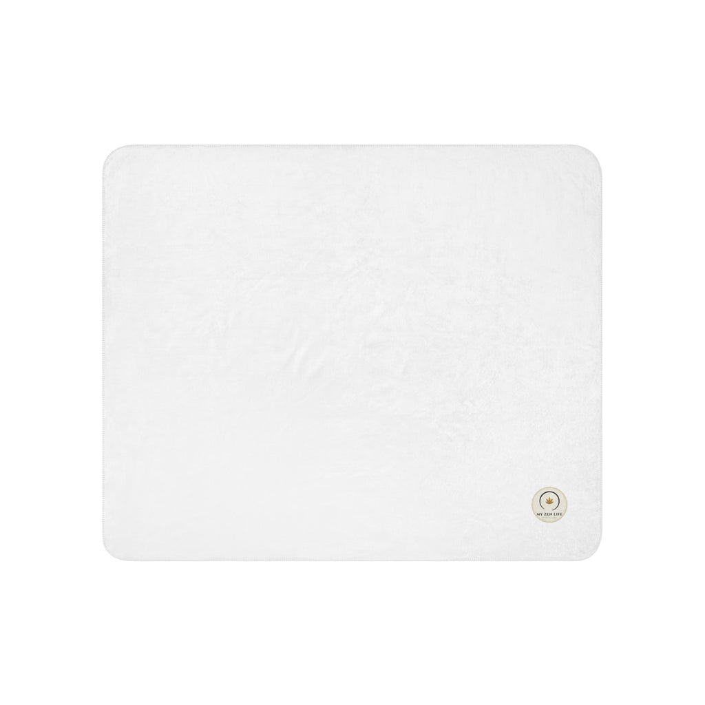 My Zen Life sherpa throw blanket in tan, 50x60, plush front side