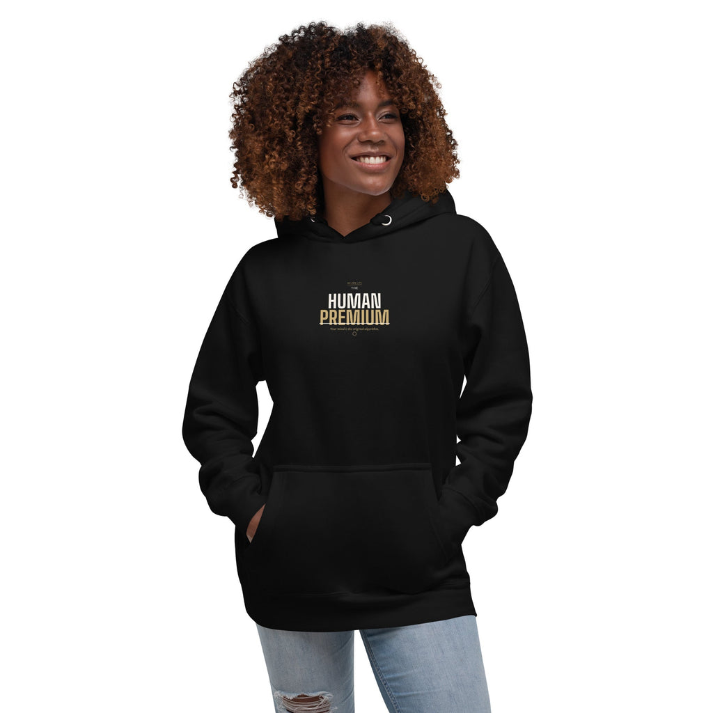 The Human Premium Unisex Hoodie in Ink Black, front view