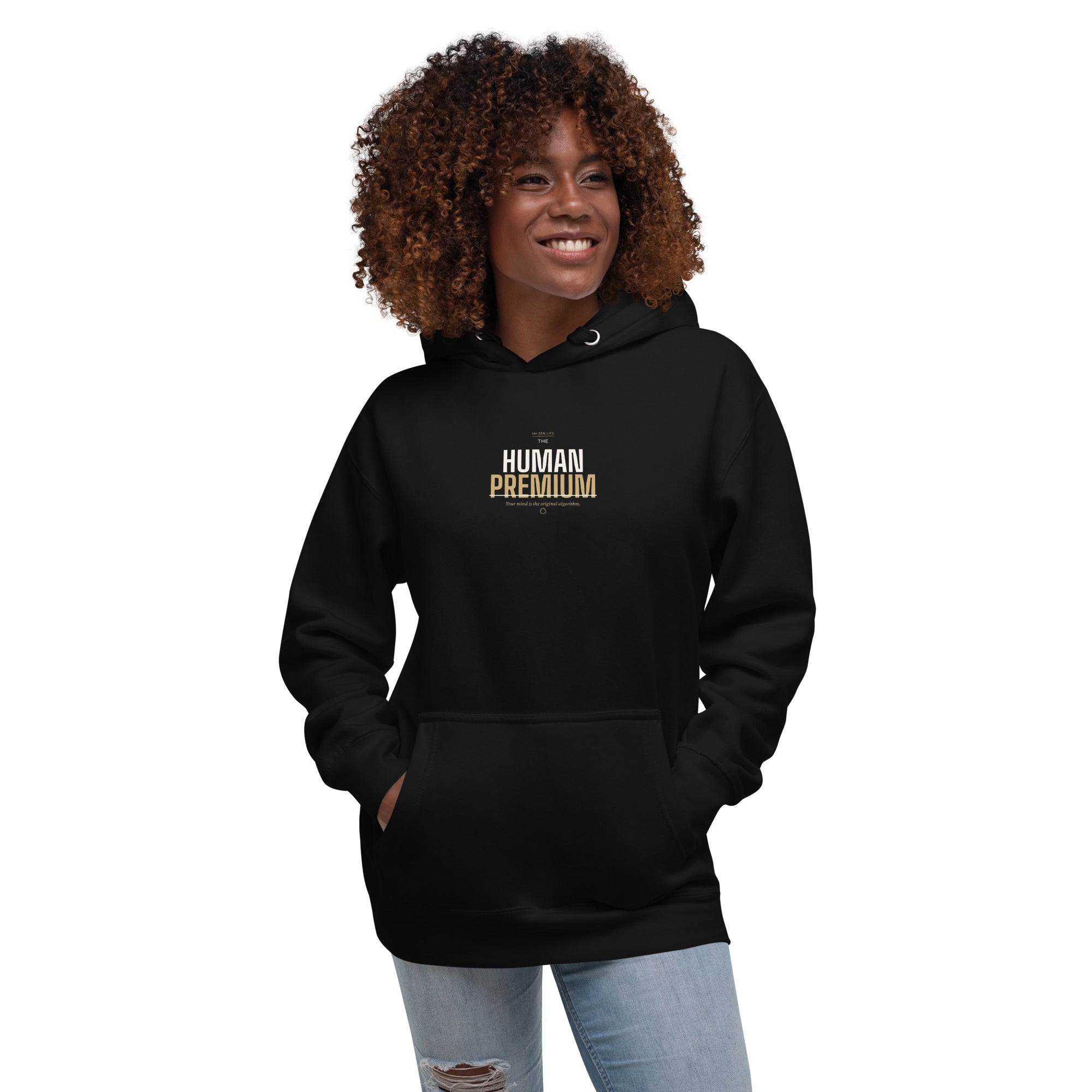 The Human Premium Unisex Hoodie in Ink Black, front view