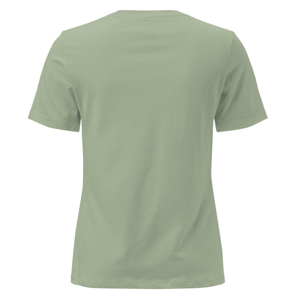 My Zen Life Women's Relaxed T-Shirt in sage, back view