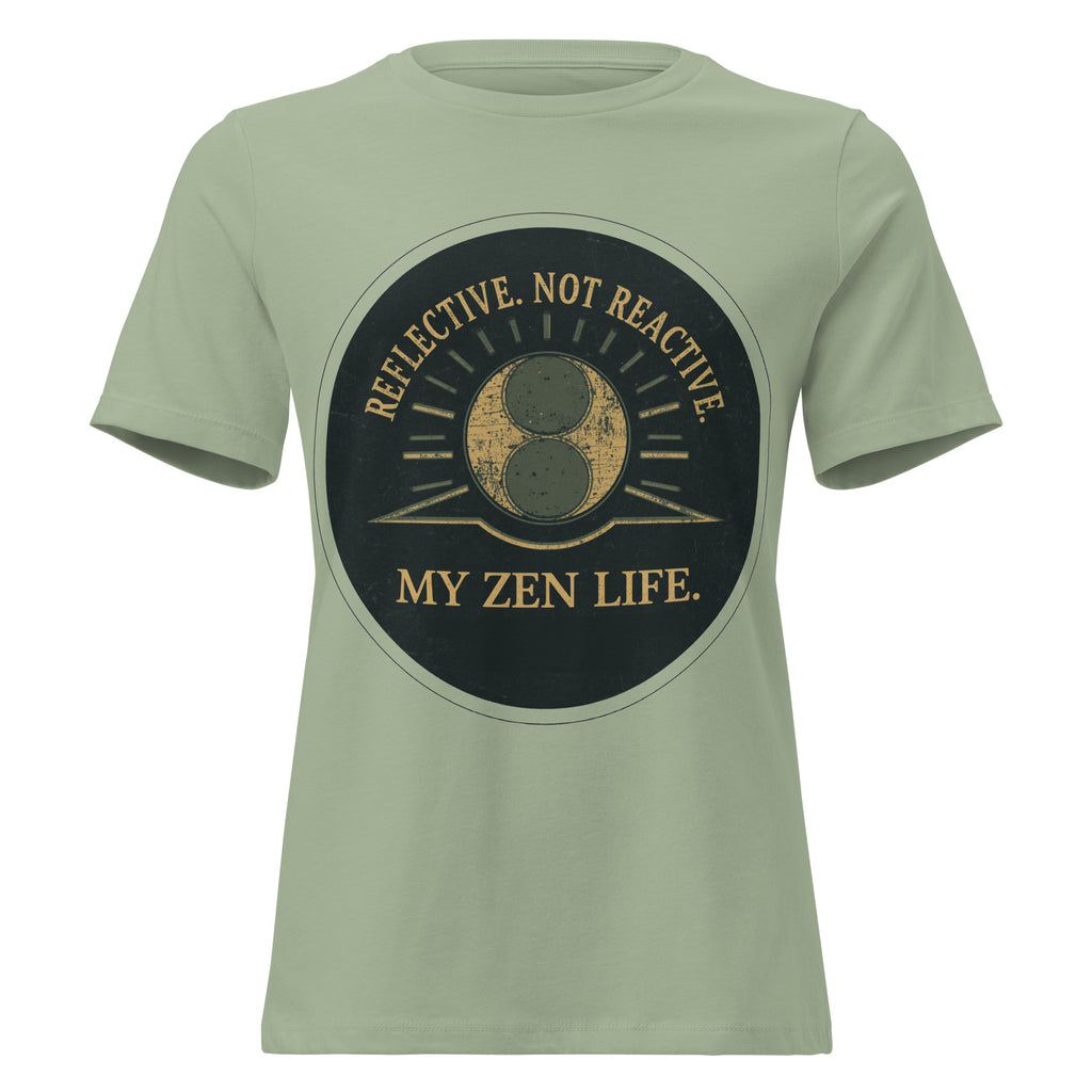 My Zen Life Women's Relaxed T-Shirt in sage, front view
