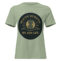 My Zen Life Women's Relaxed T-Shirt in sage, front view
