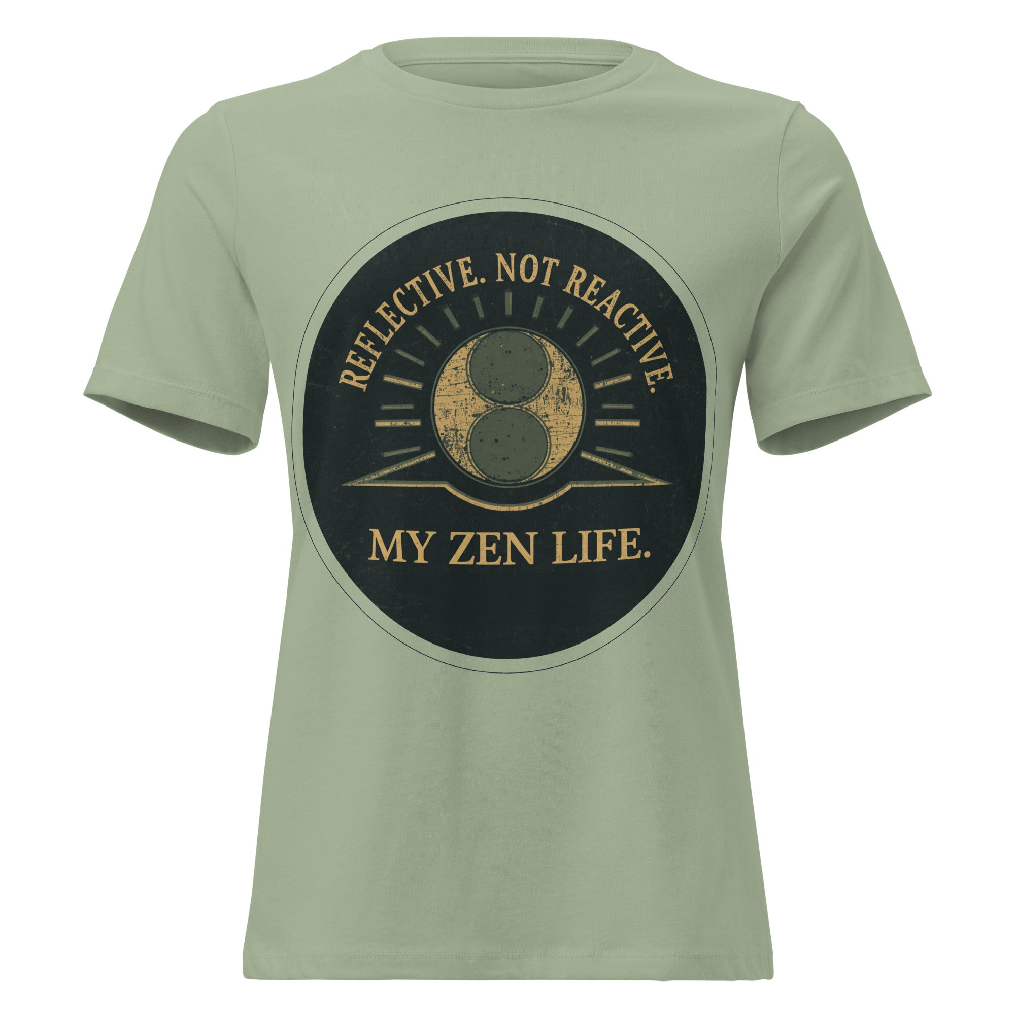 My Zen Life Women's Relaxed T-Shirt in sage, front view