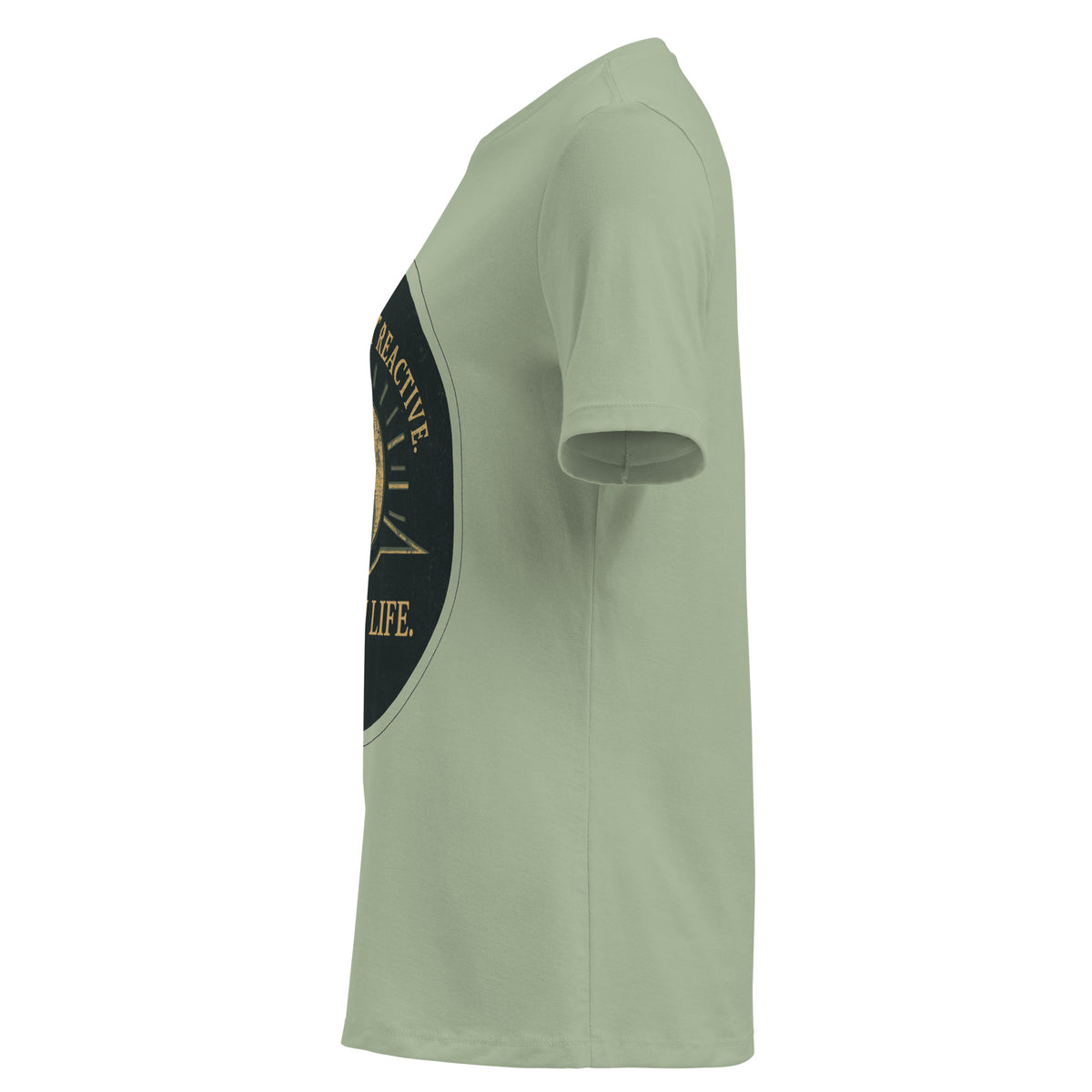 My Zen Life Women's Relaxed T-Shirt in sage, left side view