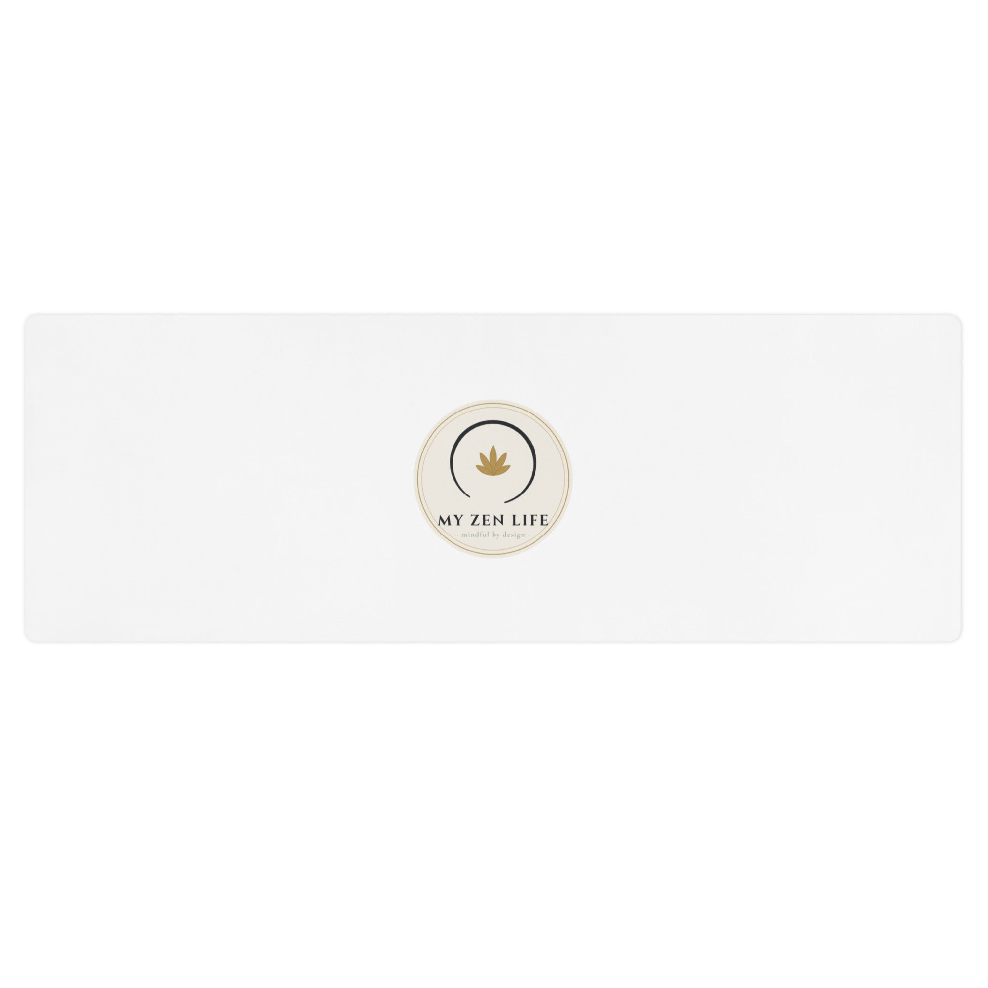 My Zen Life yoga mat in white with the lotus and ensō brand mark